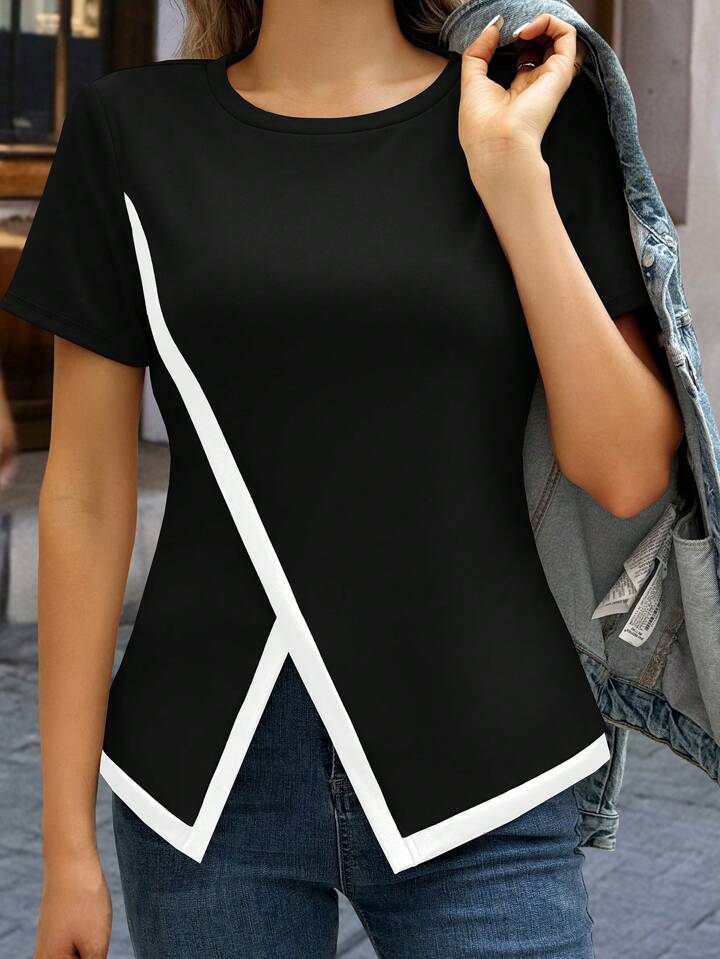 Asymmetrical, Split, Contrast Binding Top