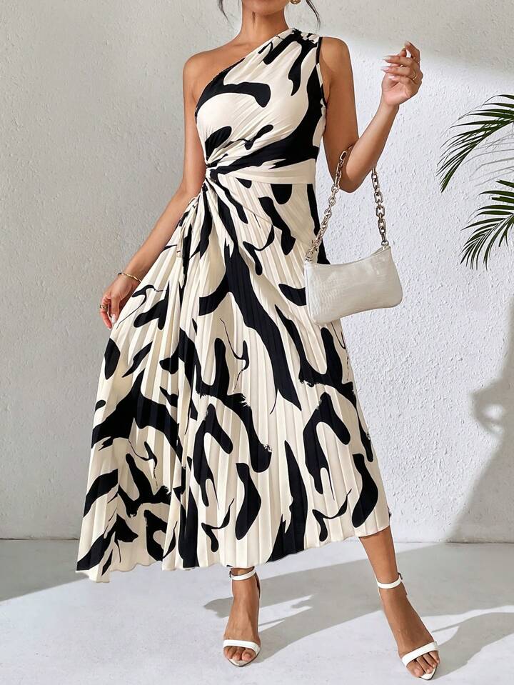 Summer Off-Shoulder Hollow-Out Printed Dress Maxi Women Outfit
