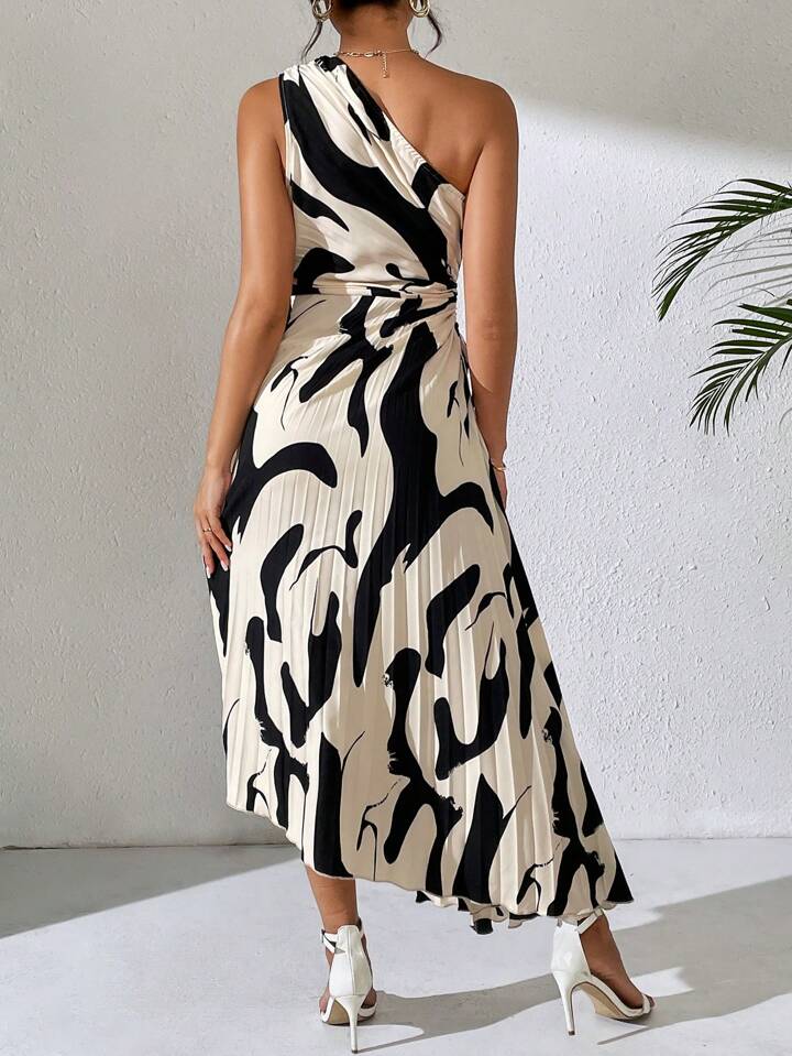 Summer Off-Shoulder Hollow-Out Printed Dress Maxi Women Outfit
