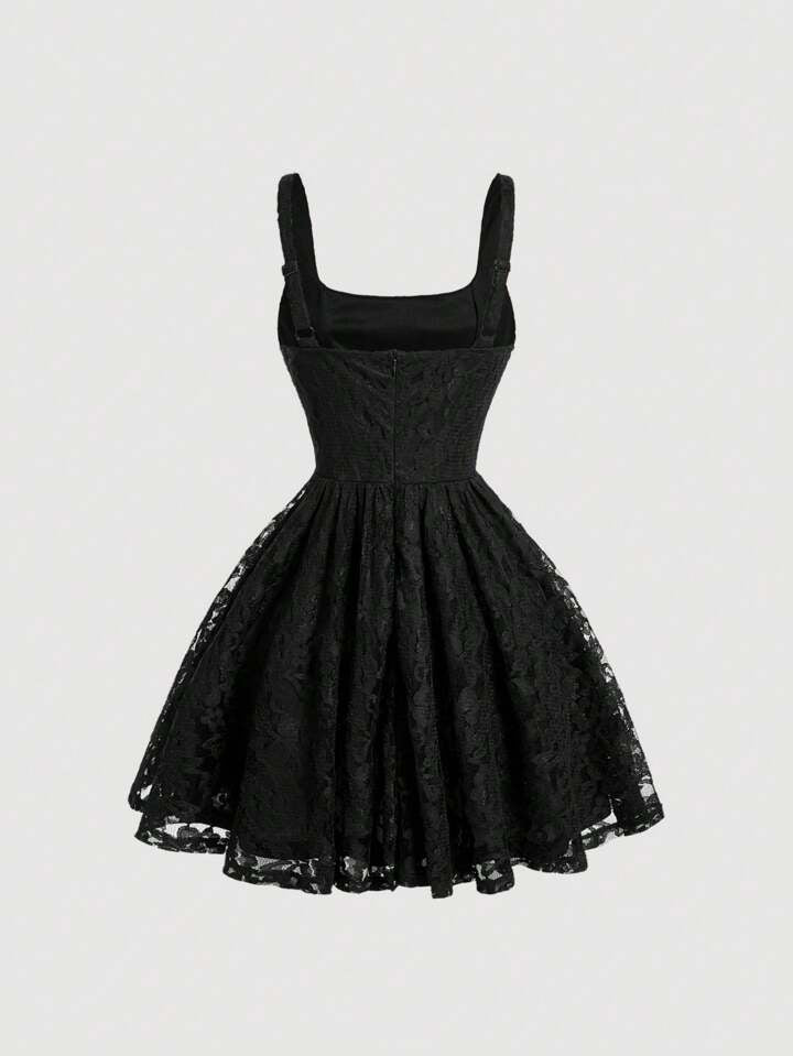Contrast Mesh, Contrast Lace Dress