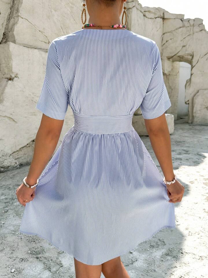 Buttoned, Stripped Summer Dress