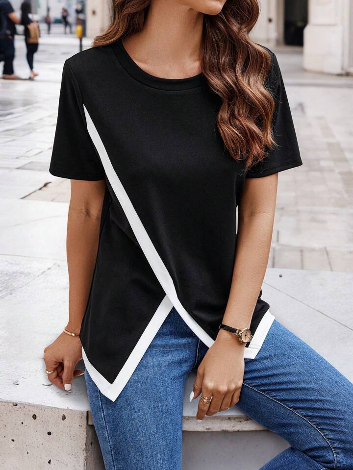 Asymmetrical, Split, Contrast Binding Top