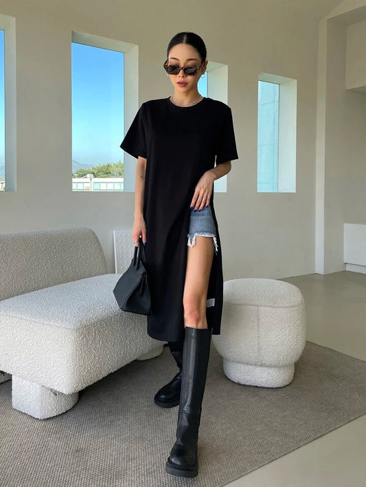 Split, Split Thigh long T-Shirt Dress