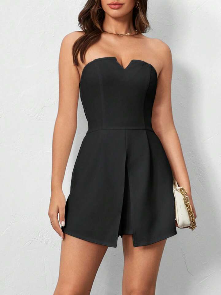 Asymmetrical, Backless, Zipper Jumper Dress