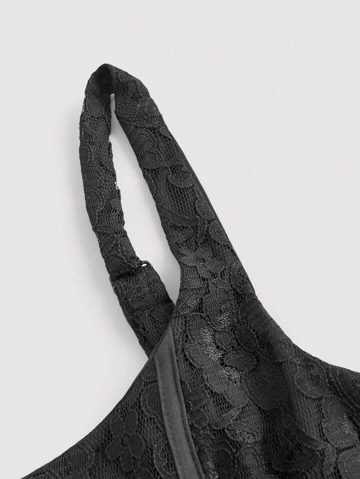 Contrast Mesh, Contrast Lace Dress