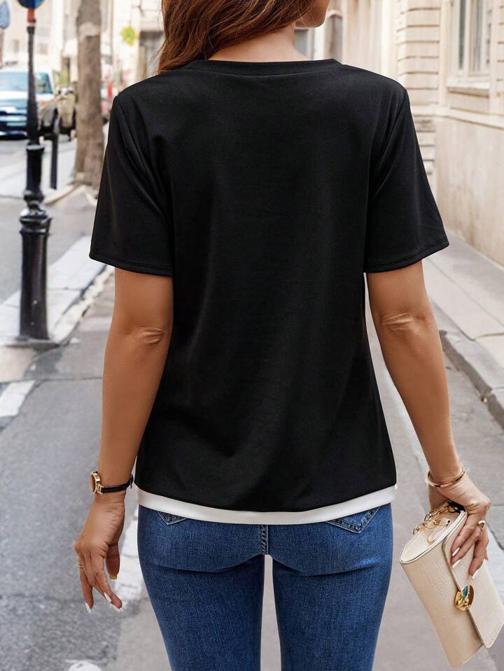 Asymmetrical, Split, Contrast Binding Top